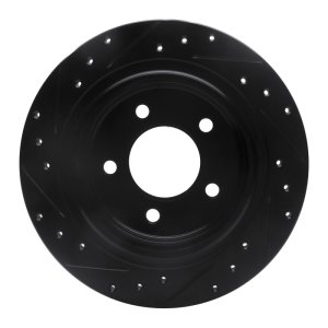 Chrysler Pacifica Brake Rotor (1) - Rear Right - R1 Concepts - Drilled & Slotted - Black - `04-`08